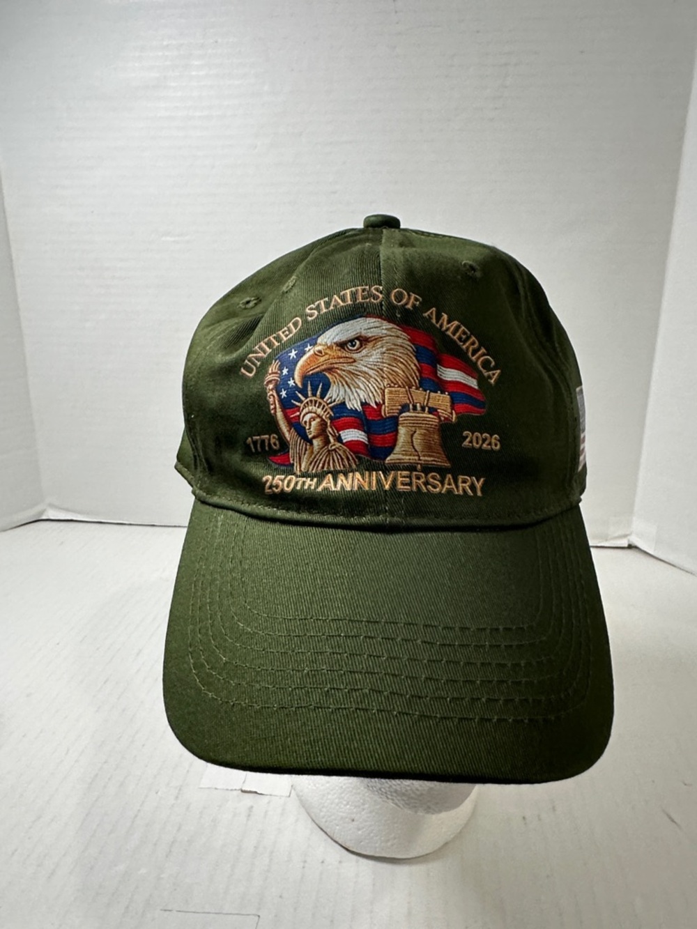 Olive Green American Flag Embroidered Baseball Cap